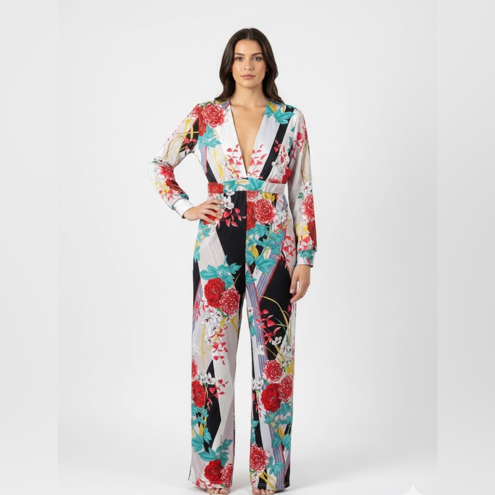 Unbranded Vintage Vibes- Floral Multicolor Jumpsuit